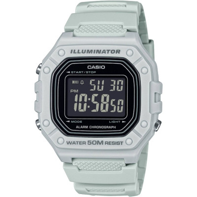 Casio W-218H-8BVEF Ανδρικό Ψηφιακό Ρολόι με Λευκό Καουτσούκ Λουράκι